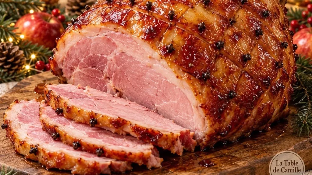 Jambon à l'os rôti au miel et à la moutarde