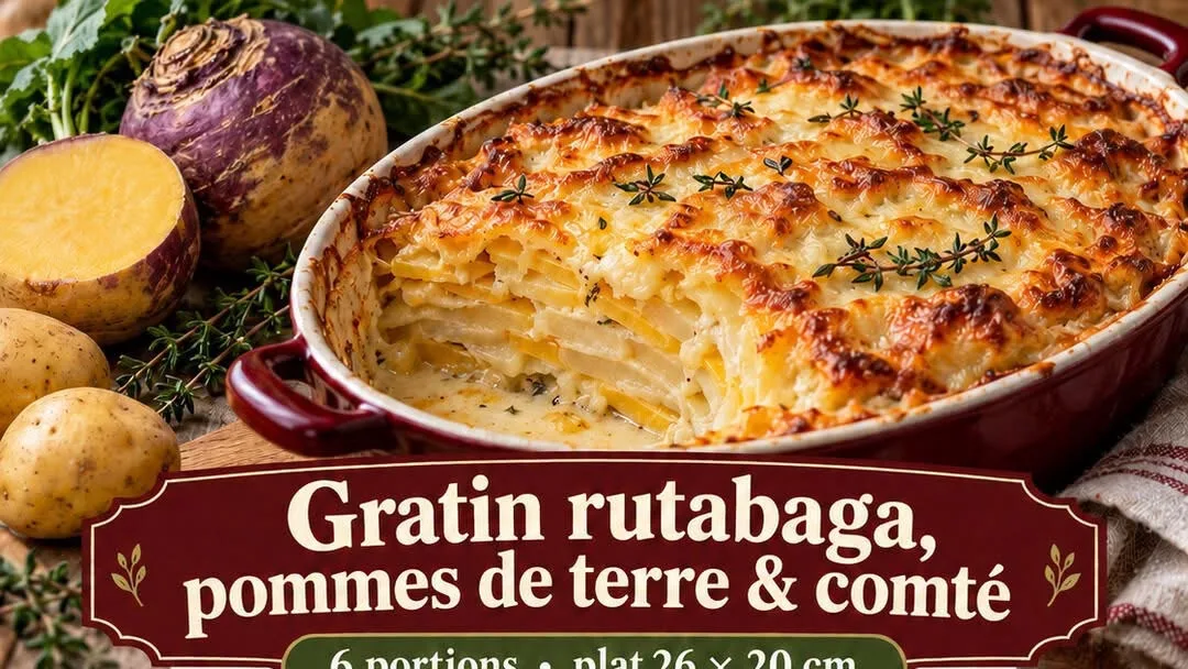 Gratin de rutabaga et pommes de terre au comté