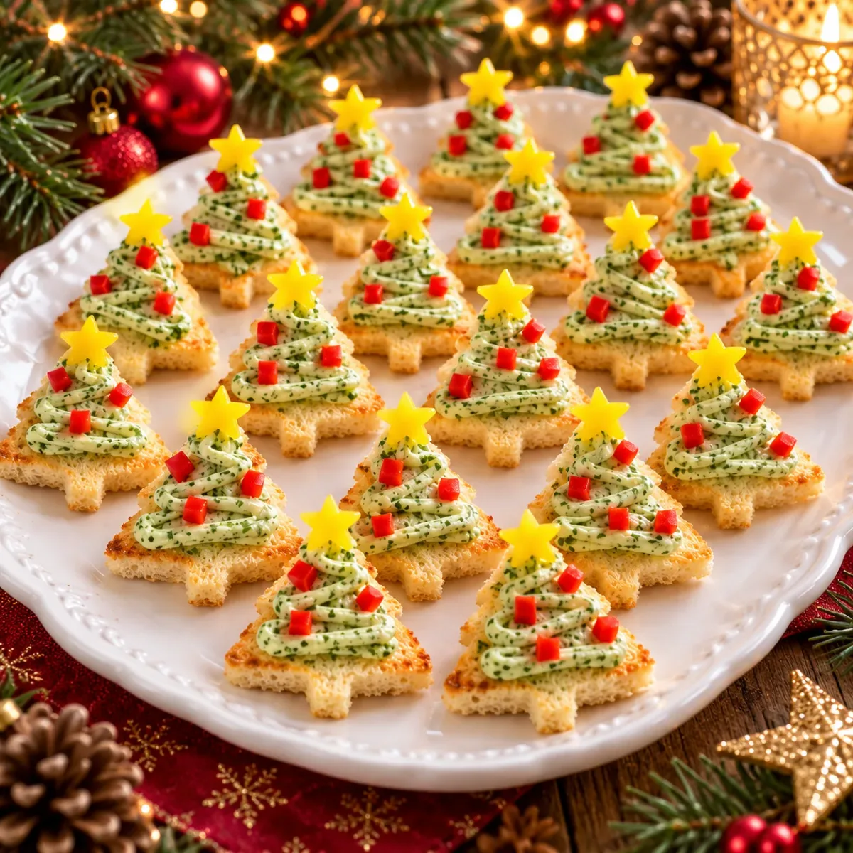 Sapins de pain de mie au fromage frais