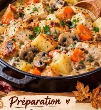 Ragoût de Poulet aux Champignons à la Crème