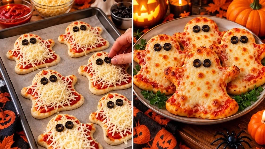 Pizzas Fantômes au Fromage pour Halloween