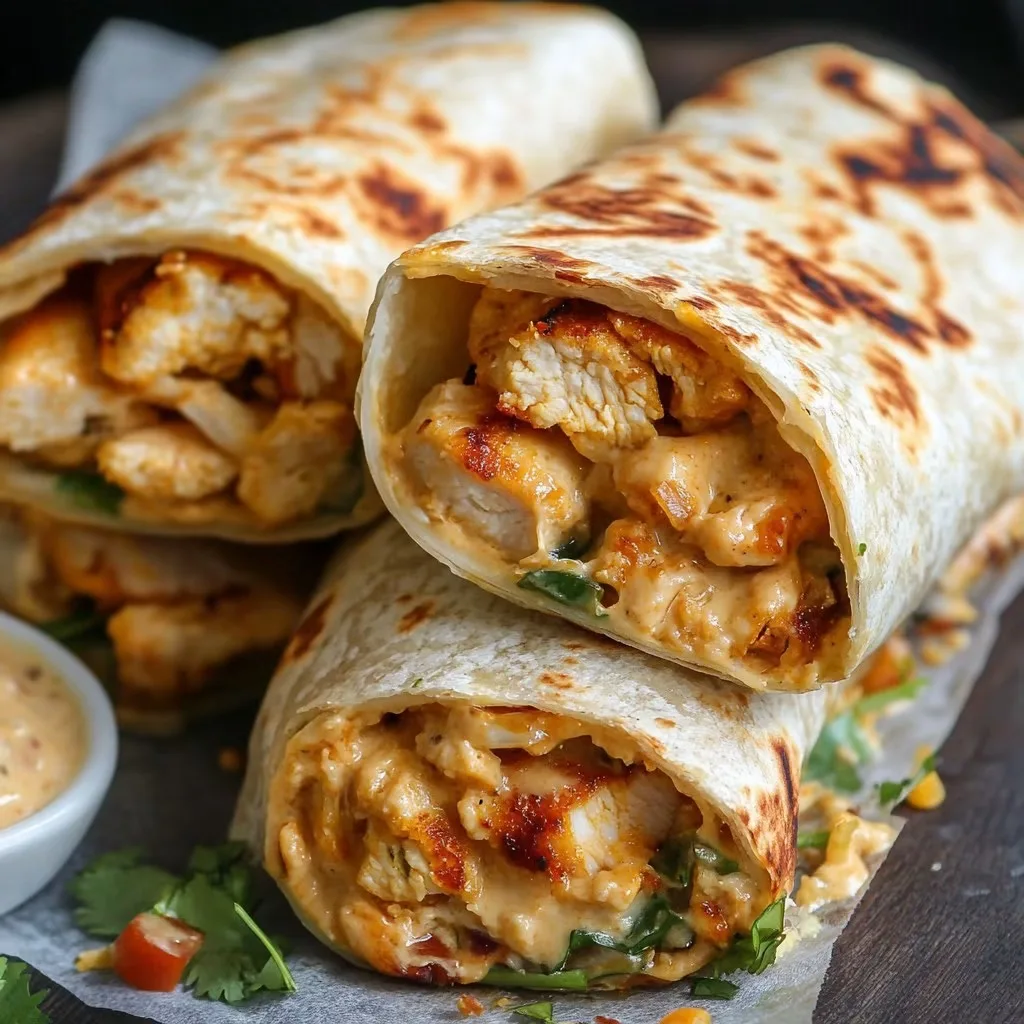 Wraps de poulet à l'ail et au fromage