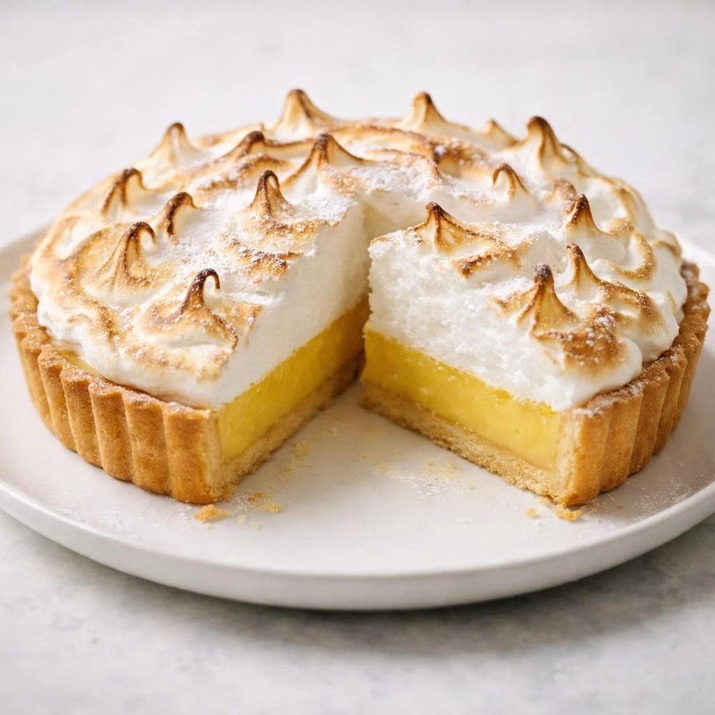 Tarte au citron meringuée maison, sablé & crème citron
