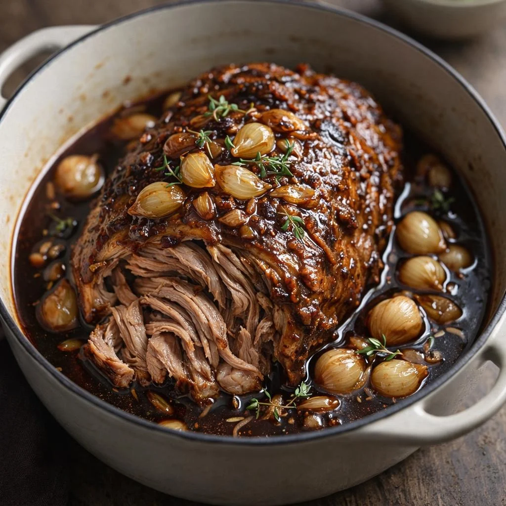 Cochon confit à la bière au sirop d’érable