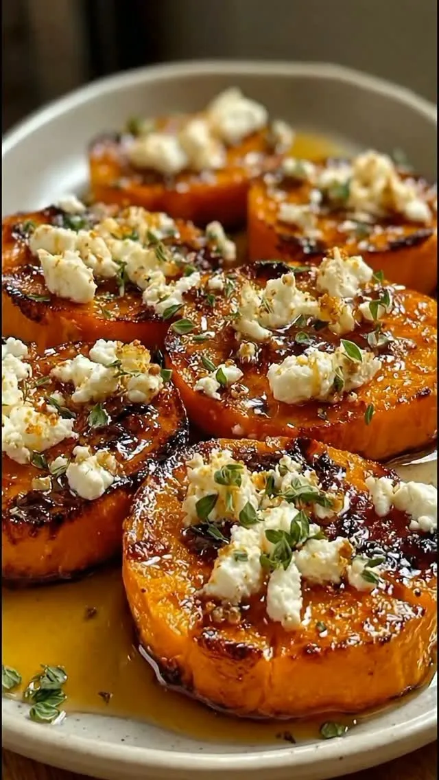 Courge butternut rôtie au miel avec feta et thym