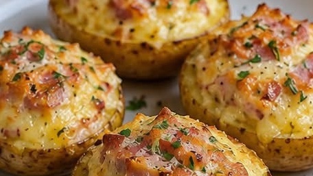 Pommes de terre farcies au jambon et fromage à raclette