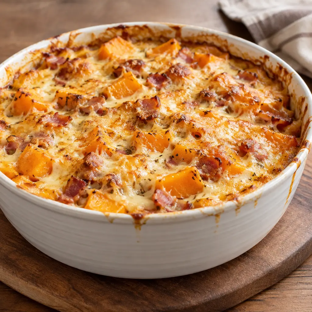 Gratin de courge butternut, crémeux et bien doré, en 65 minutes