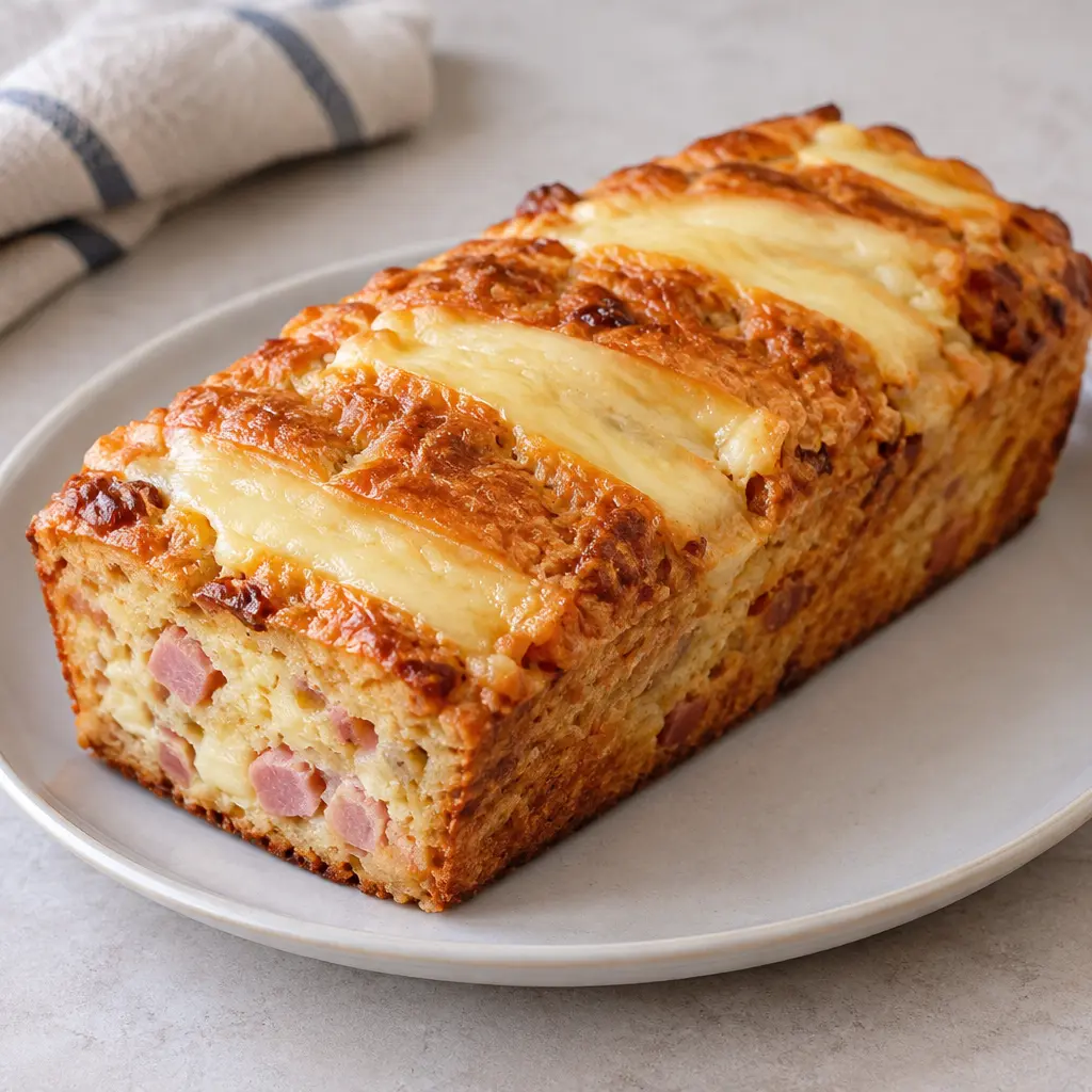 Pain de fromage et jambon, moelleux et bien gratiné