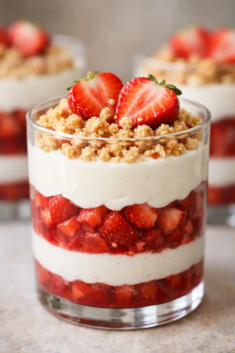 Verrines Fraises, Crème de Mascarpone et Meringue