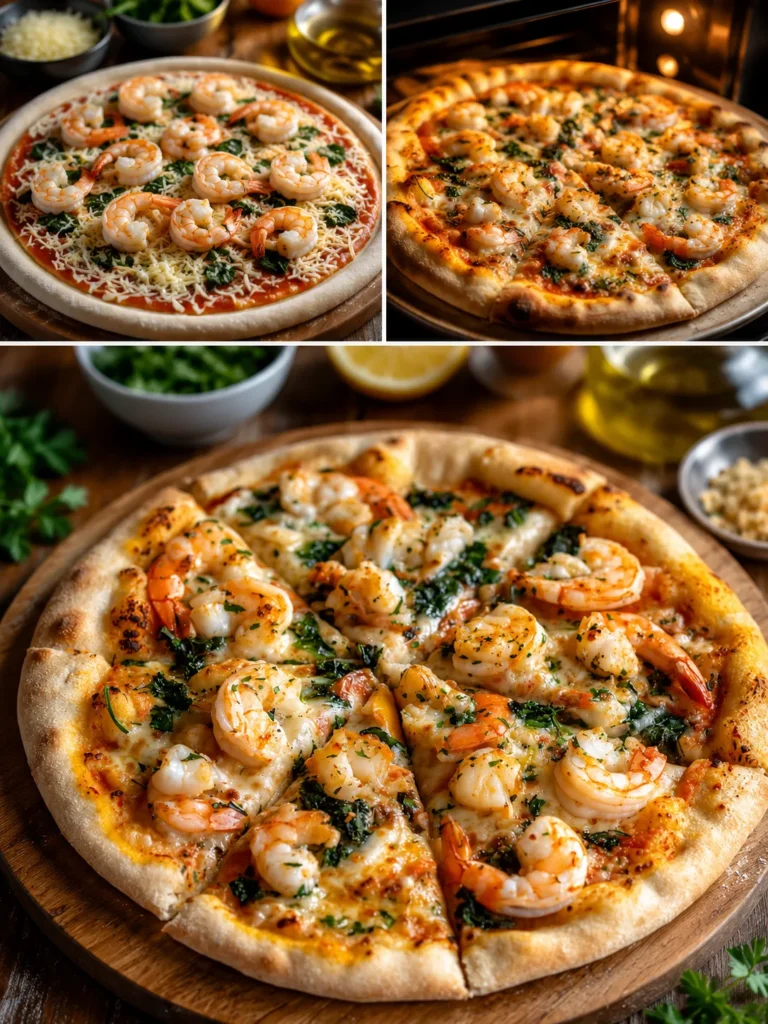 Pizza aux Crevettes & Épinards
