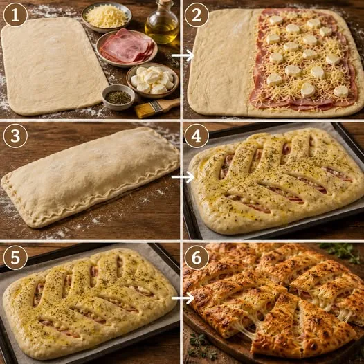 Fougasse jambon-fromage à la poêle