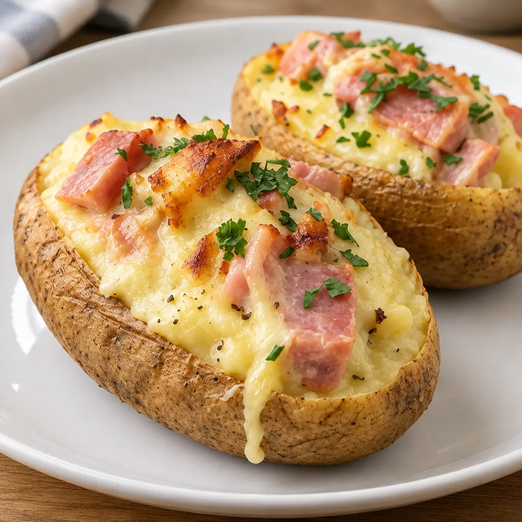 Pommes de terre farcies gratinées, fondantes et dorées
