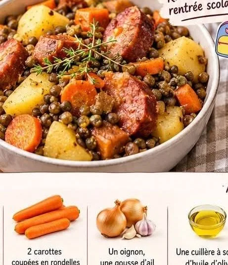 Saucisse lentilles et pommes de terre au Cookeo