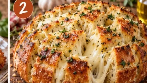 Pain à l'ail farci à la mozzarella