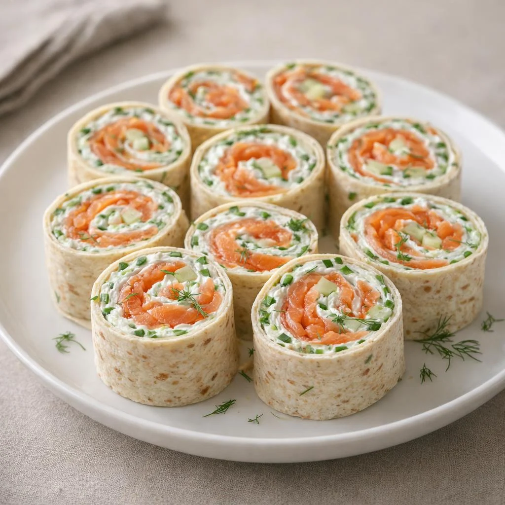 Wraps au saumon fumé au fromage frais citronné