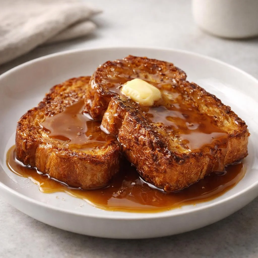 Brioche perdue caramélisée à la poêle : moelleux & doré