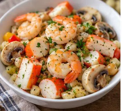 Crevettes et surimi persillade
