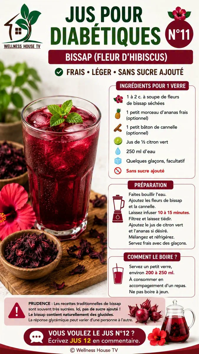 Jus pour Diabétiques - Bissap (Fleur d'Hibiscus)