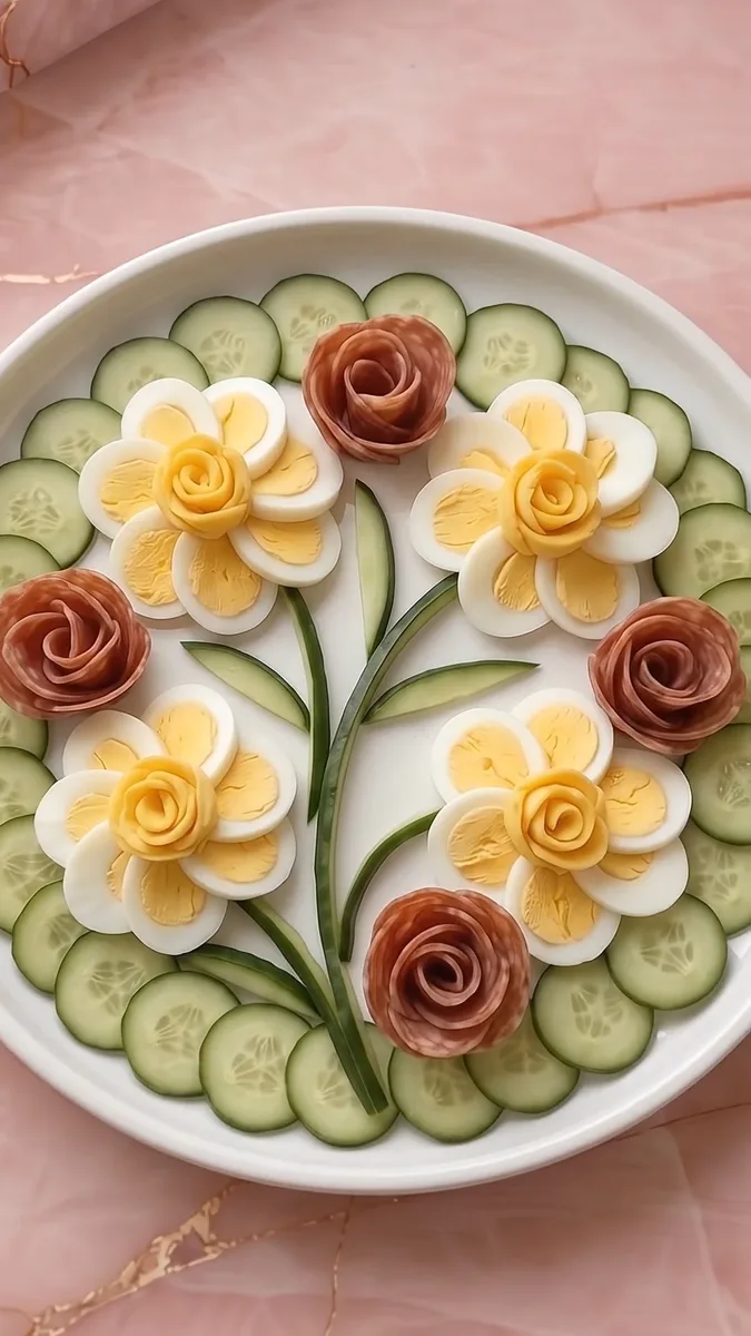 Plateau de Charcuterie et Fleur d'Œuf du Jardin de Printemps