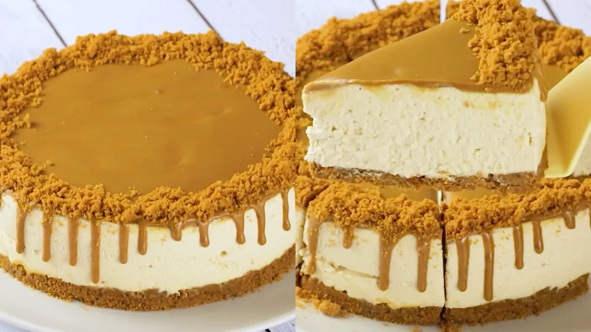 Cheesecake sans cuisson aux biscuits Lotus Biscoff : Frais, Crémeux et Irrésistible (Avec seulement 6 ingrédients !)