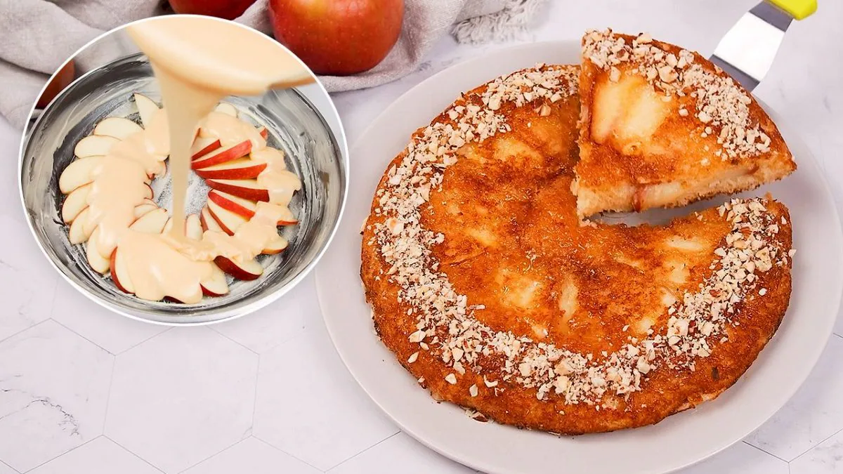 Gâteau aux Pommes Facile à la Poêle avec 1 Œuf et 1 Pomme