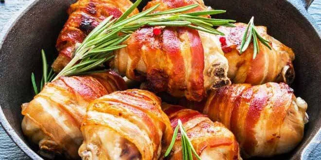 Roulés de poulet au lard
