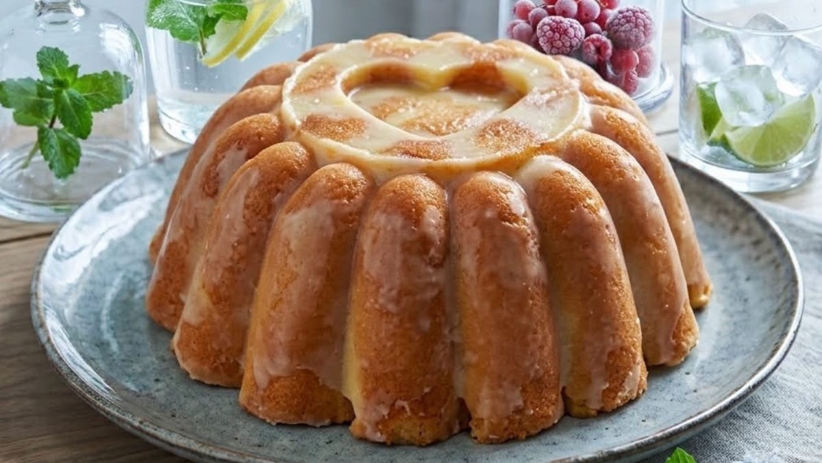 Charlotte fondante aux pêches & flan vanillé