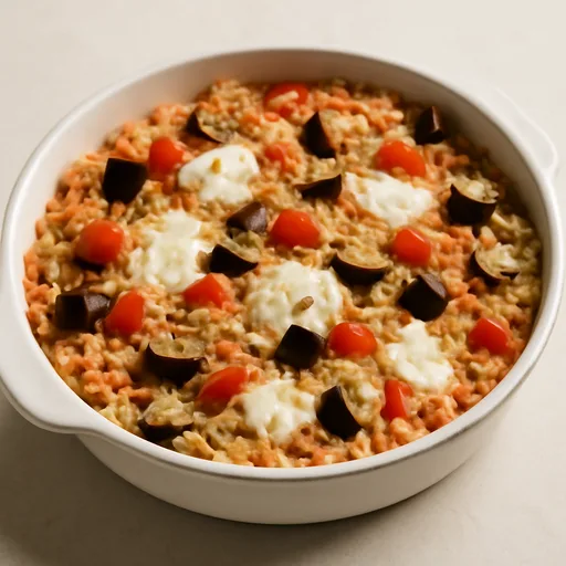 Riz aux aubergines et à la mozzarella