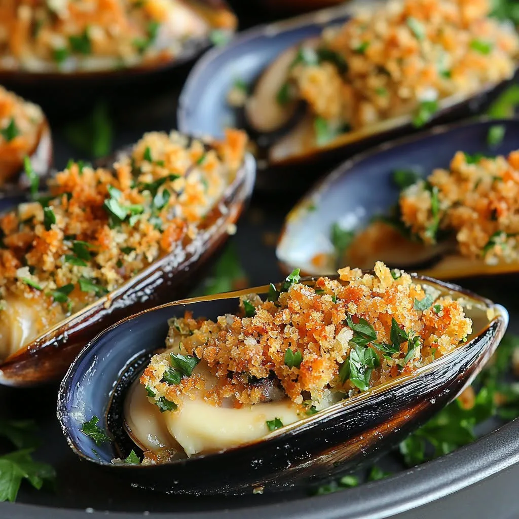 Moules farcies au beurre à l'ail et au persil