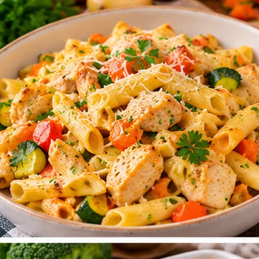 Poulet et pâtes aux légumes