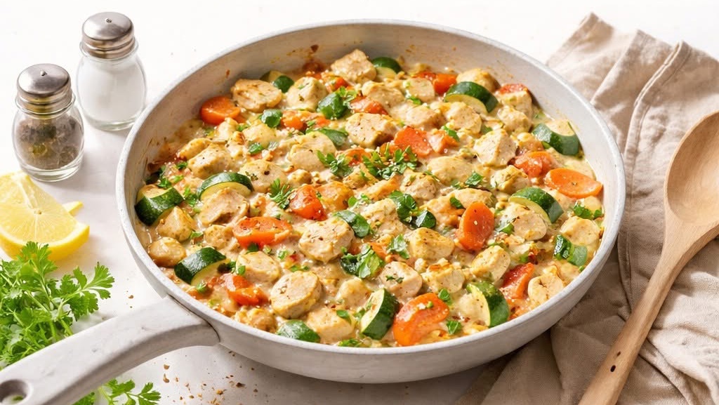 Duo de poulet et légumes crémeux