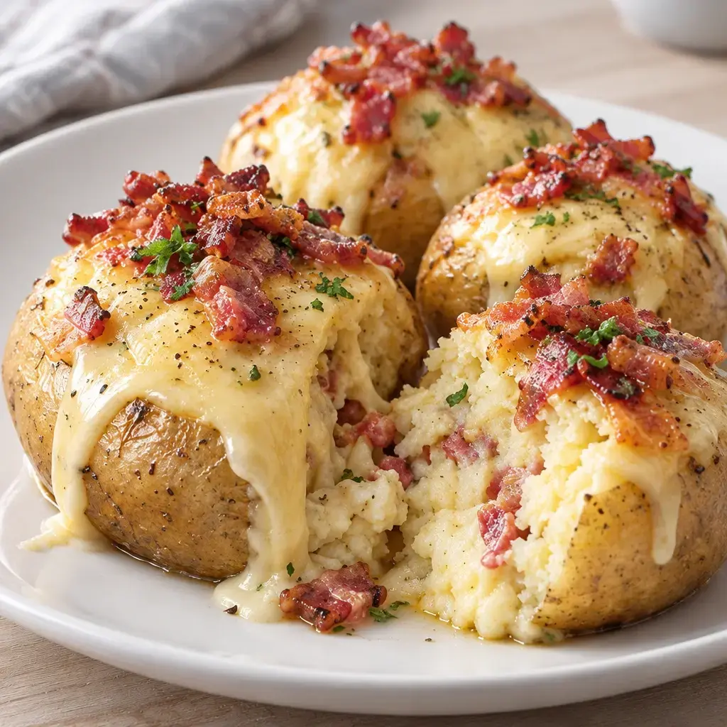 Pommes de terre farcies, fondantes et bien gratinées
