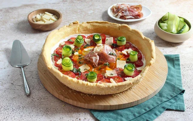 Tarte bowl au fromage frais et crudités