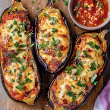 Aubergines farcies à la mozzarella filante cuites à la friteuse à air
