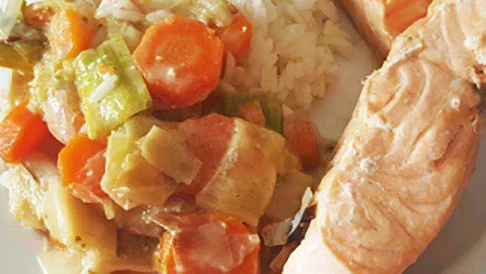 Saumon et legumes au boursin