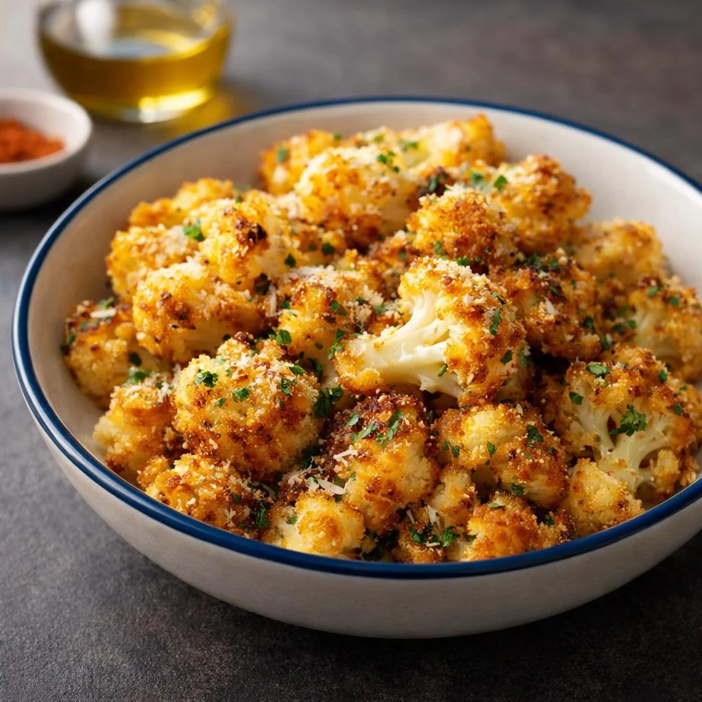 Chou-fleur rôti au parmesan croustillant au four