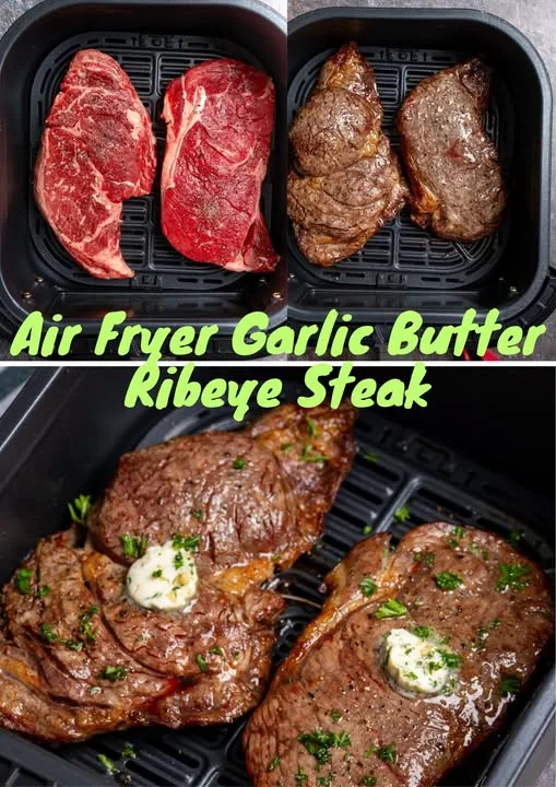 Côte de boeuf à la friteuse à air avec beurre à l'ail et aux herbes
