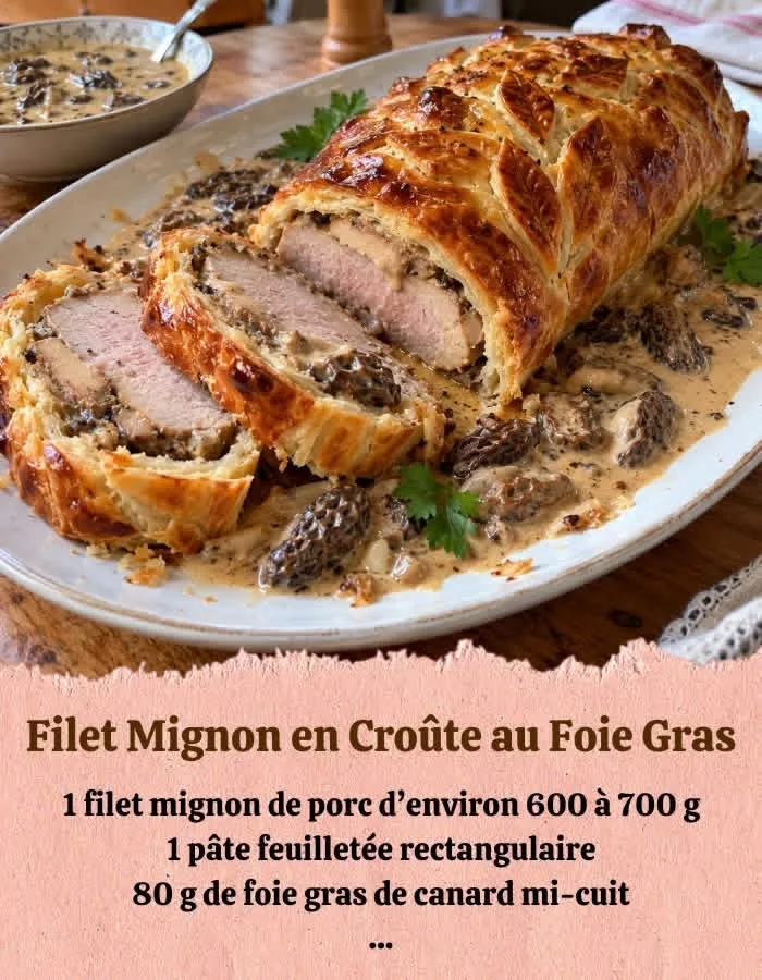 Filet Mignon en Croûte au Foie Gras – Sauce Crémeuse aux Morilles
