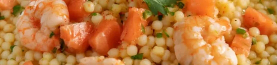 Salade de Pâtes Perles aux Crevettes et Saumon Fumé
