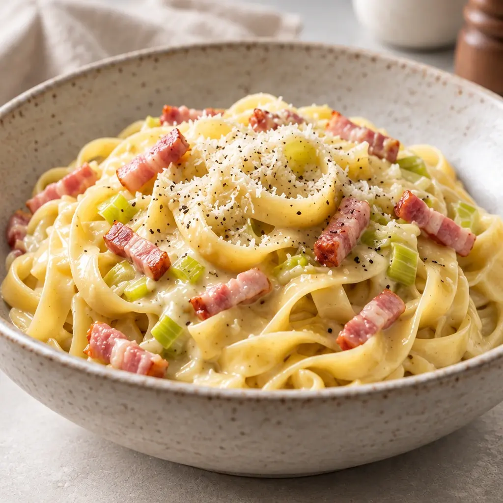 Fettuccine aux lardons et à la crème