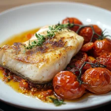 Filet de poisson au four et tomates rôties