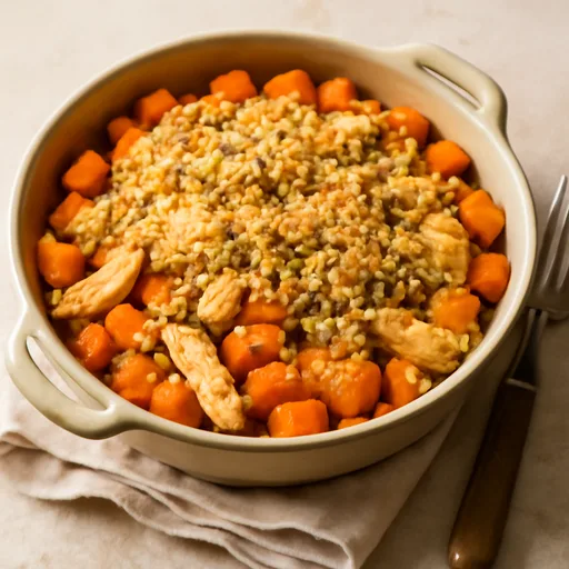 Crumble de patate douce et butternut au poulet