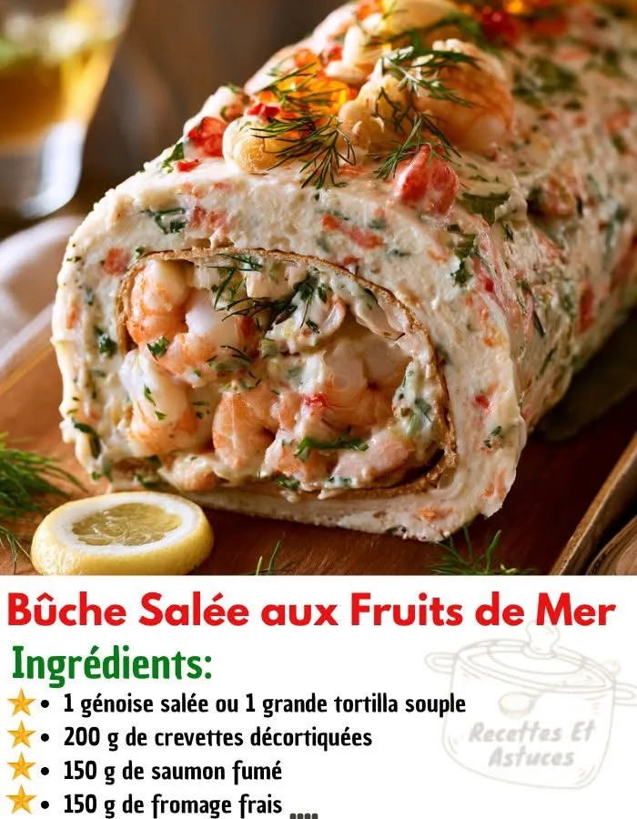 Bûche salée aux crevettes et saumon