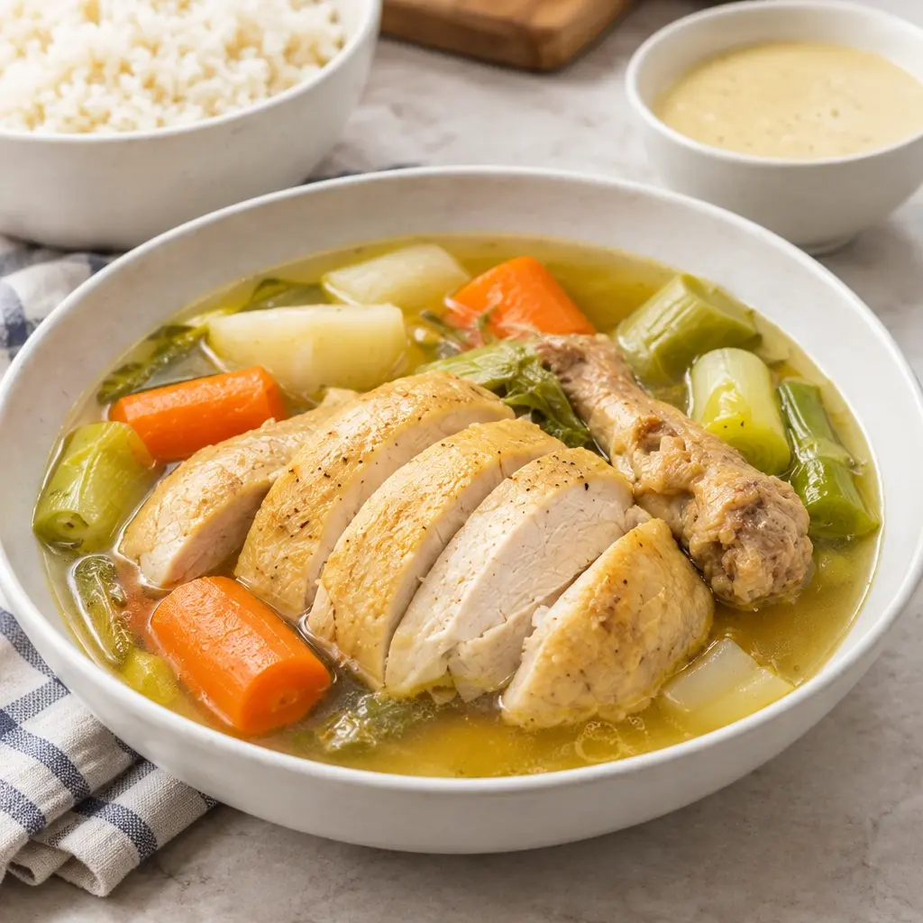 Poule au pot, sauce poulette