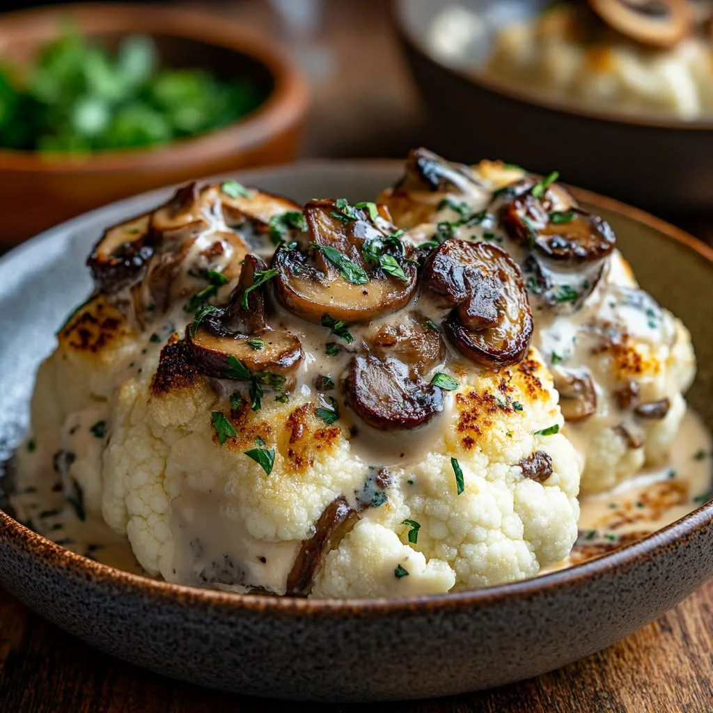 Chou-fleur Farci à la Crème de Champignons