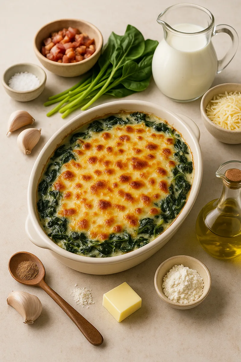 Épinards gratinés au fromage et à la béchamel