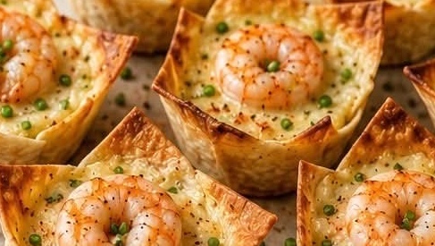 Coupes Pain Tortilla de Crevettes au Fromage Croustillantes