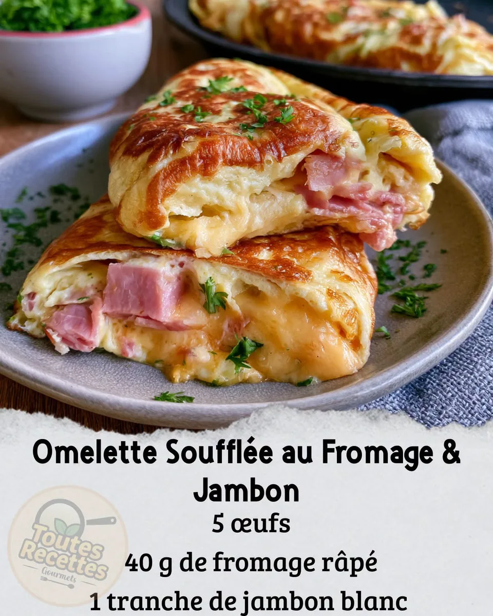 Omelette Soufflée au Fromage & Jambon, Ultra Moelleuse, Légère et Délicieusement Fondante
