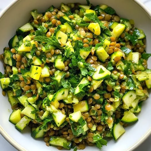 Taboulé de lentilles vertes, courgettes crues et zestes de citron confit
