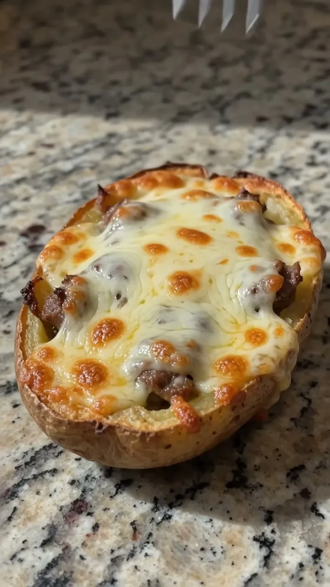 Peaux de Pommes de Terre Farcies au Steak de Philadelphie Croustillant